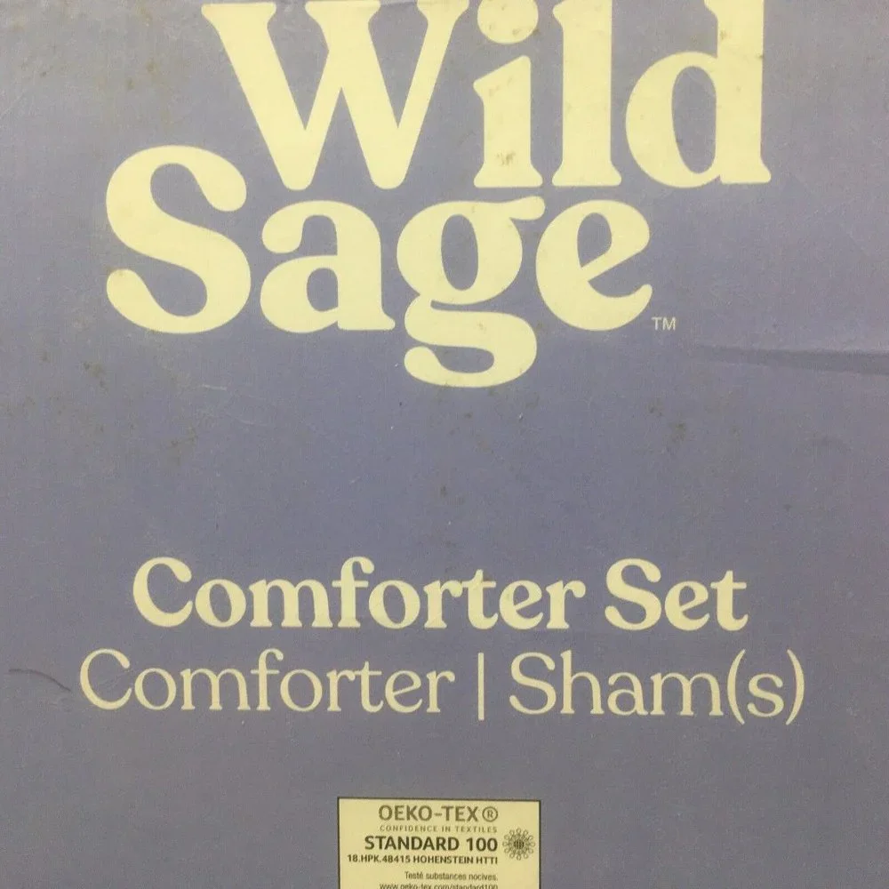 new KING Wild Sage Alana COMFORTER SET - Light Blue Embroidered Geo pattern